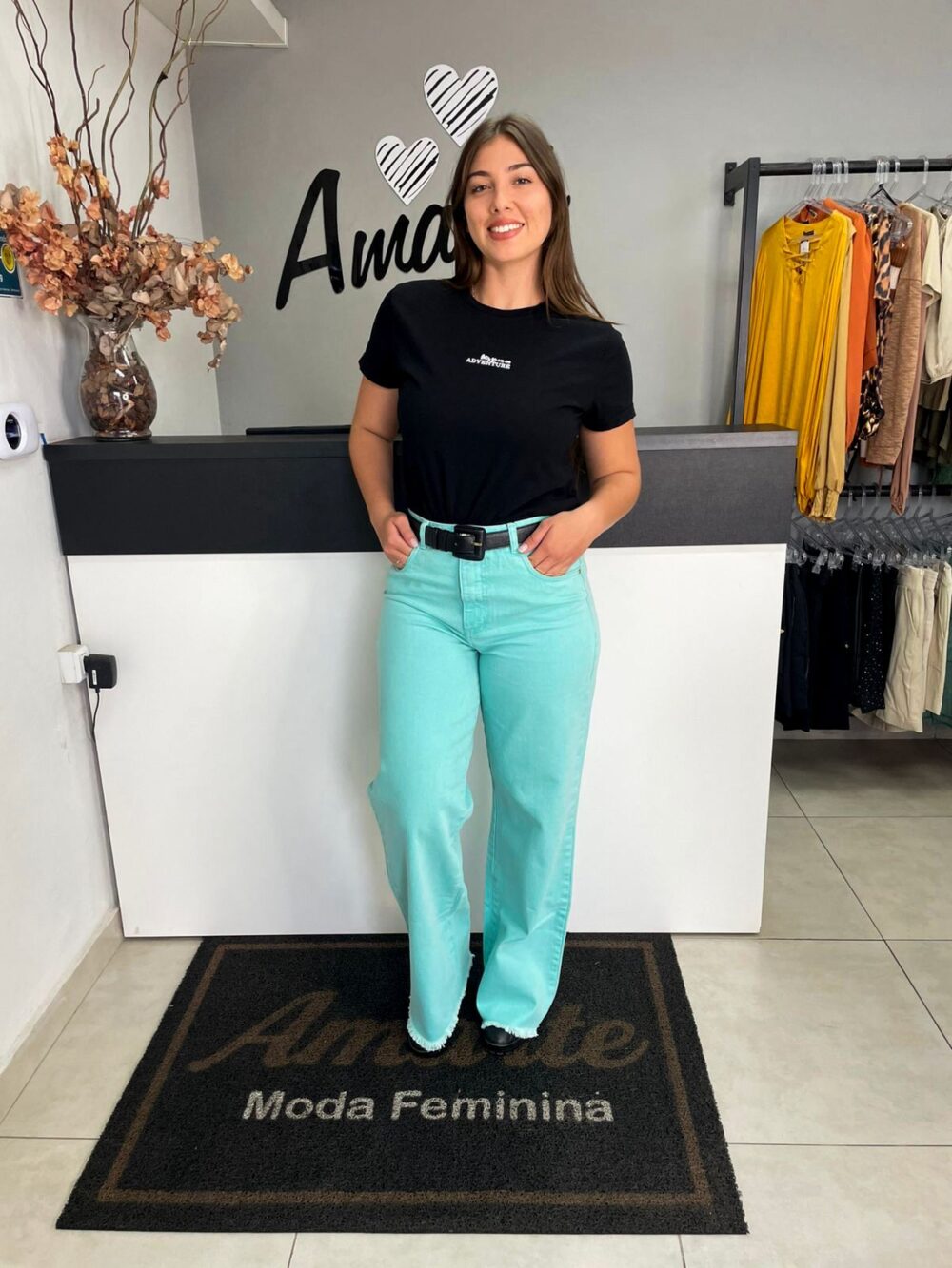 CALÇA WIDE LEG SARJA